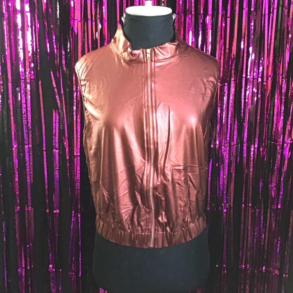 Metallic Copper Zip-Front Vest